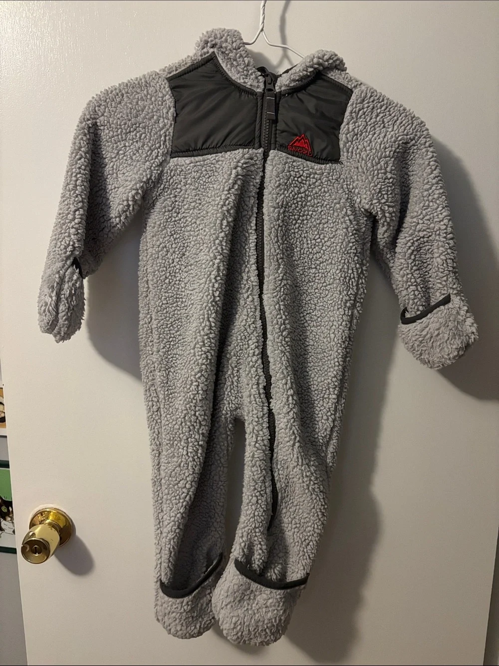 Snozu Kids Cozy Gray Sherpa One-Piece Footie Winter Suit 24M